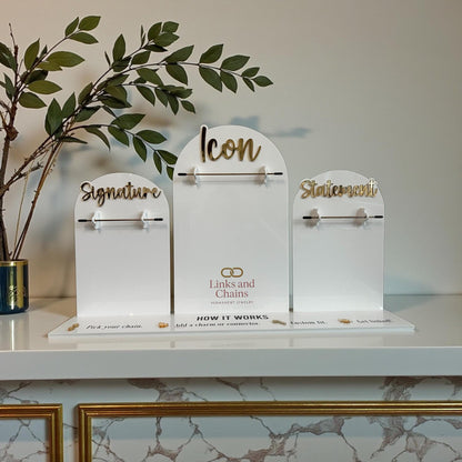 Arched Acrylic Permanent Jewelry Display Stand for Pop-Up Booths