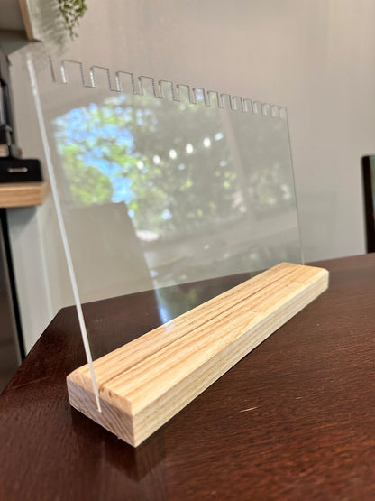 Acrylic Jewelry Chain Display with Ash Wood Base