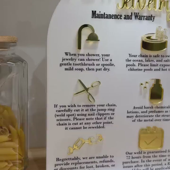 Permanent Jewelry Sign, Engraved Instructions Acrylic Tabletop Sign, High End Jewelry Store