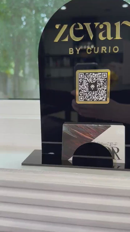 Single QR Code Sign with Business Card Holder, Tabletop Vendor Sign, Acrylic Business Sign