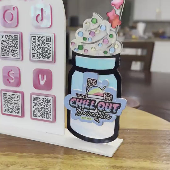 Six QR Code Custom Sign, Shaved Ice, Snow Cones, Mobile Truck, Vendor Marketing Review and Payment Sign