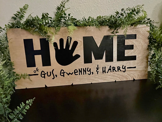 Personalized Wood Home Sign with Kids Names