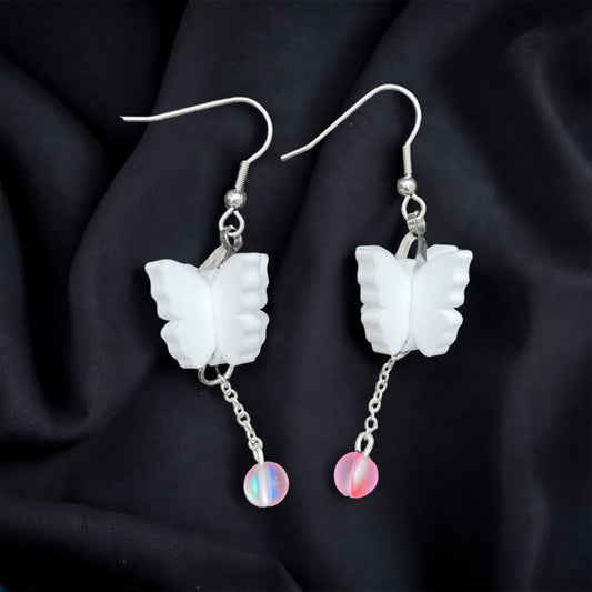 3D Butterfly Acrylic Earrings, Butterfly Wing Earrings, Dangle Earring, Dangle Chain Earring