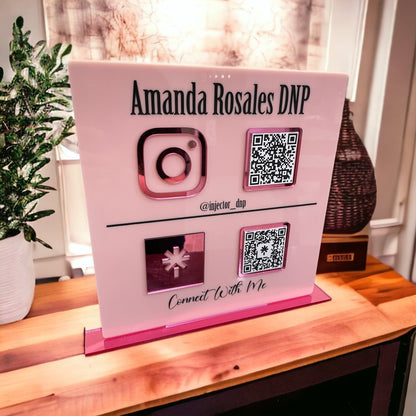 QR Code Sign, Acrylic Business Sign with Custom Business Name, Payment and Social Media Counter Sign, 2 QR Code Sign