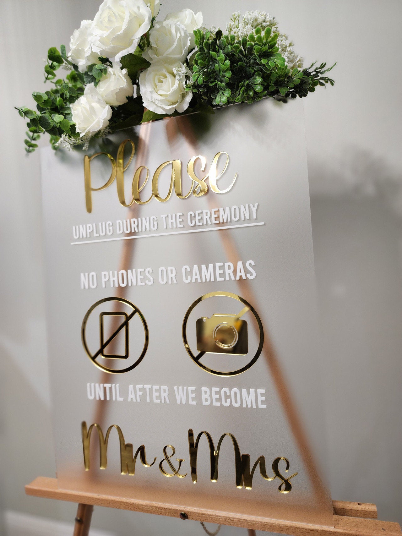 Unplugged Wedding Sign, Ceremony Sign, Frosted Wedding Signage, 3D Raised Lettering Acrylic