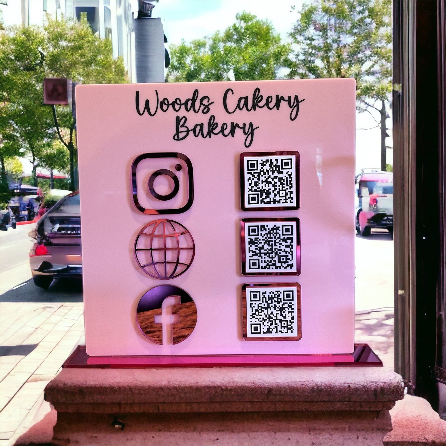 Custom QR Code Business Sign, Social Media Payment Sign, Let's Be Social, Tabletop Signage, Small Business Scanner Sign